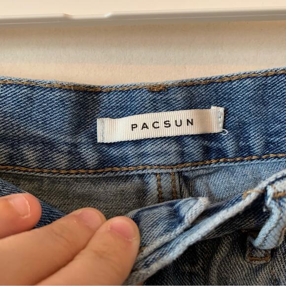 Pacsun High Rise Straight Jeans Distressed Destroyed - Picture 5 of 7